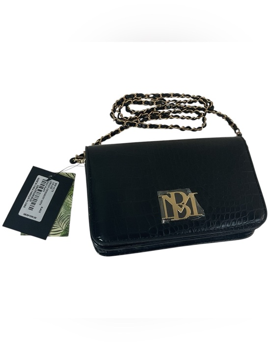 Badgley Mischka Handbags - Badgley Mischka BM-4173 Black Croco Crossbody With Logo Plate Vegan Leather Bag